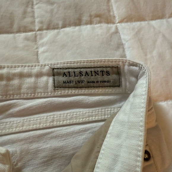 All Saints White Destressed Straight Leg Jeans Size 27 - Picture 9 of 9